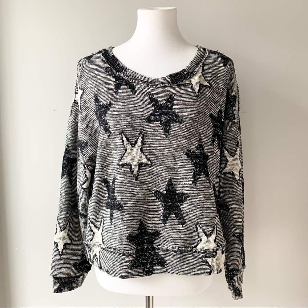Splendid Stargazer Loose Knit Metallic Star Pullover Shirt Size Large